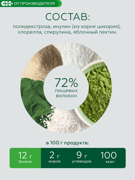 " Fiberia Green" (растворимая клетчатка),Клетчатка Сибирская 250гр.